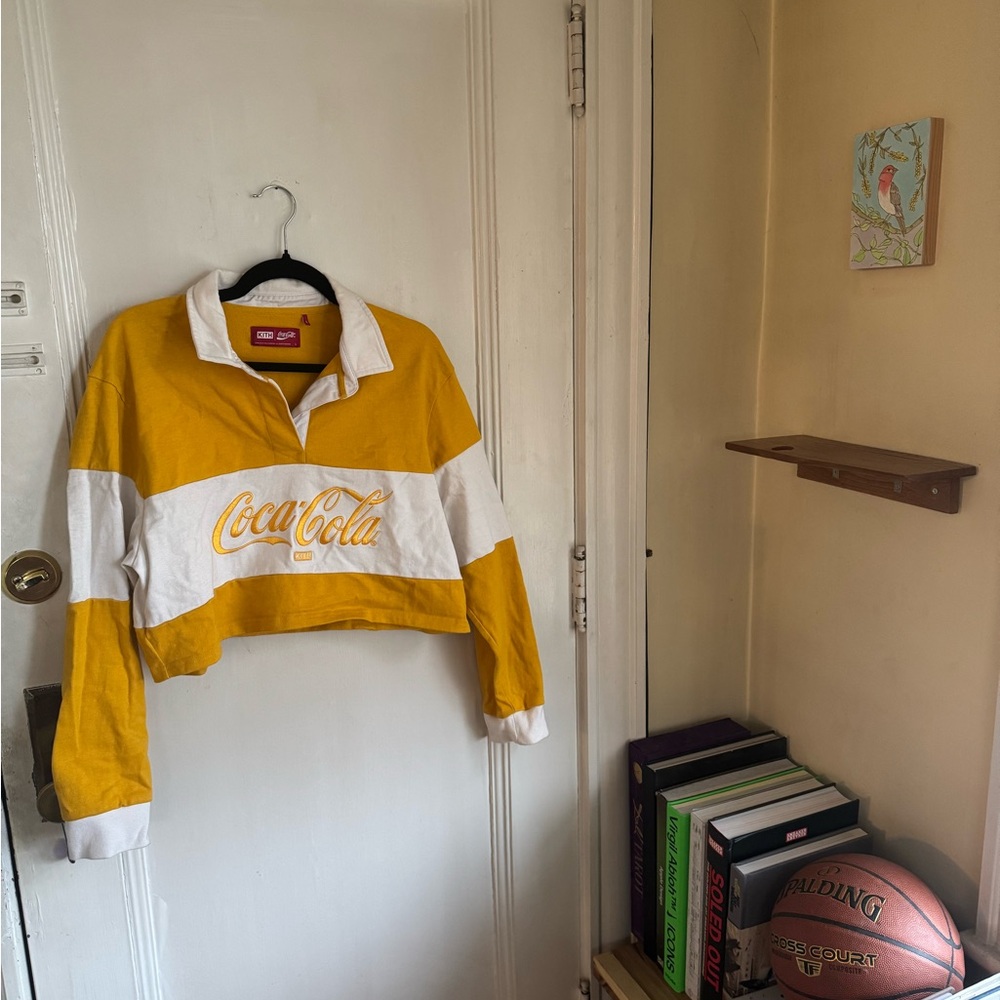 Kith Coca-Cola Yellow and White Cropped Sweatshirt